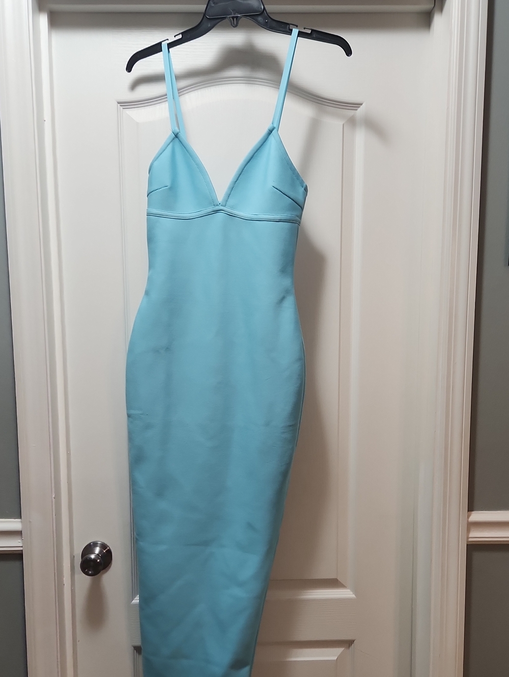 Hello Molly Sky Blue Slim Slip Midi Dress